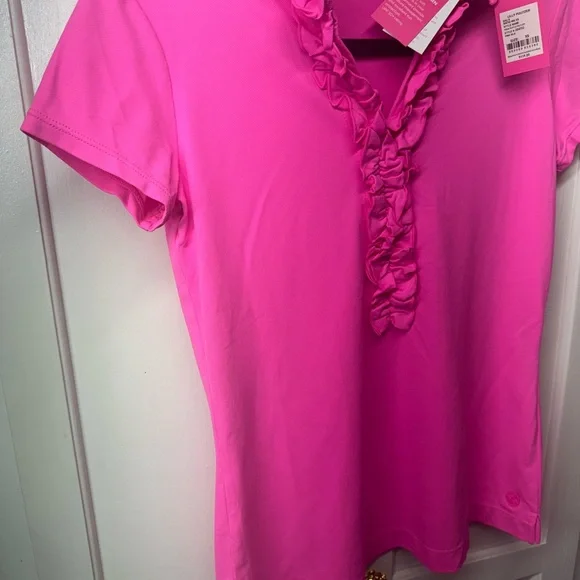 Lilly Pulitzer Vibrant Pink Ruffled Tee - Picture 3 of 5